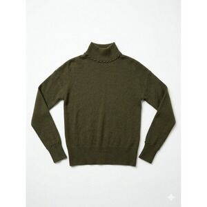 Theory Sweater Womens Green Sz P Moving Shoulder Knot Ribbed Cashmere Turtleneck